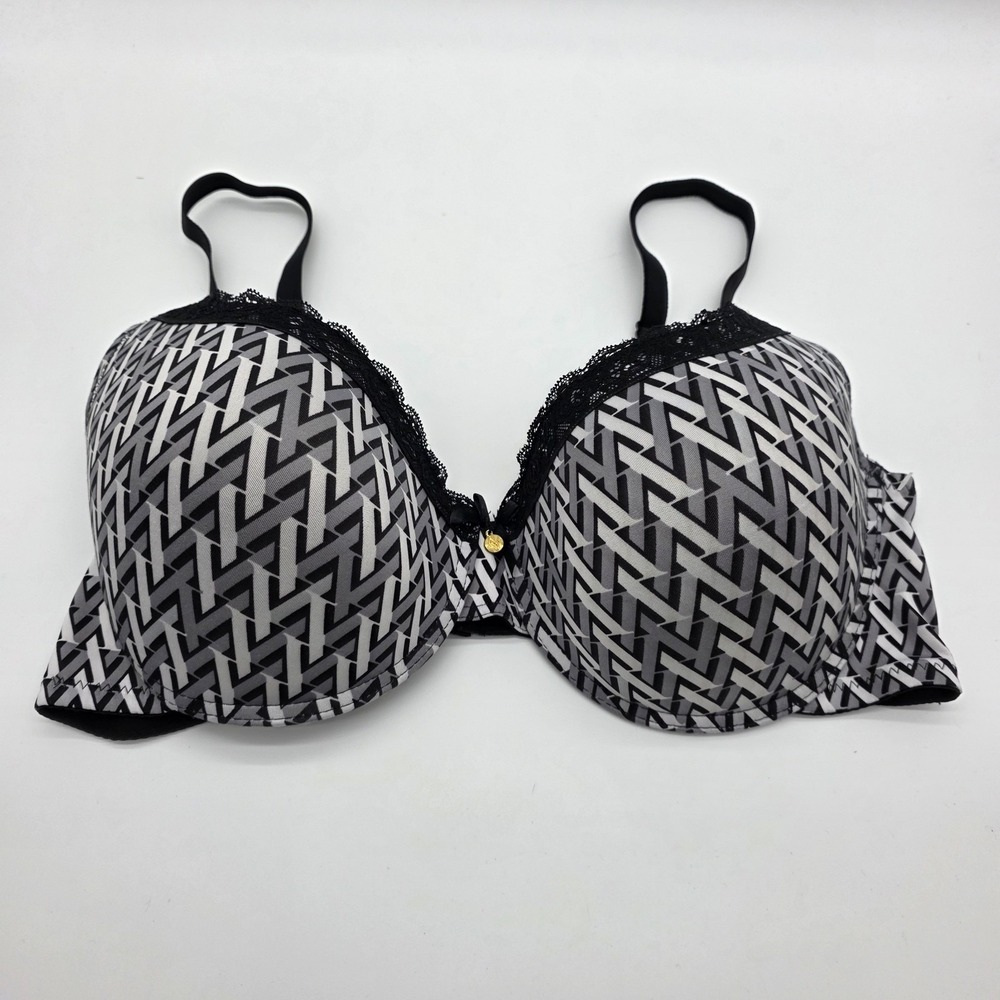 ADRIENNE VITTADINI STUDIO Bra Sz 42D Black‎ White Light Lift NWT